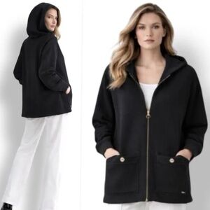 ST JOHN SPORT BY MARIE GRAY HOODED SANTANA KNIT JACKET 80% WOOL WOMENS M